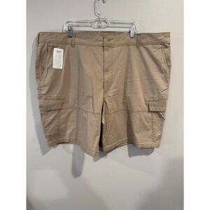 IZOD Saltwater Pigment Dye Cargo Short Big Tall 50 Waist Cedarwood Khaki Stretch